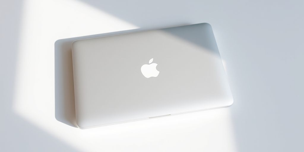 Minimalist MacBook Air cover on white surface