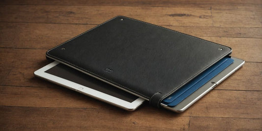 Assorted custom leather iPad cases in different colours.