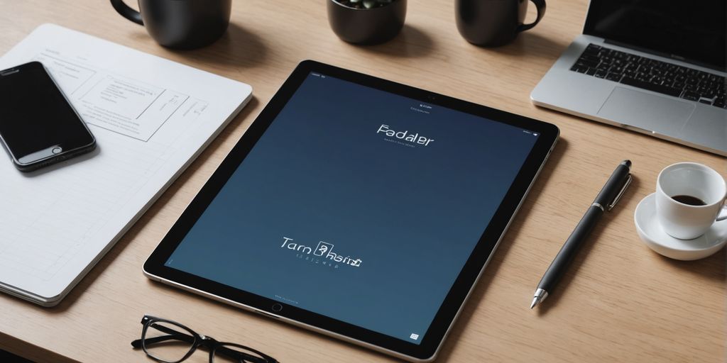 iPad with stylish branded case on modern desk