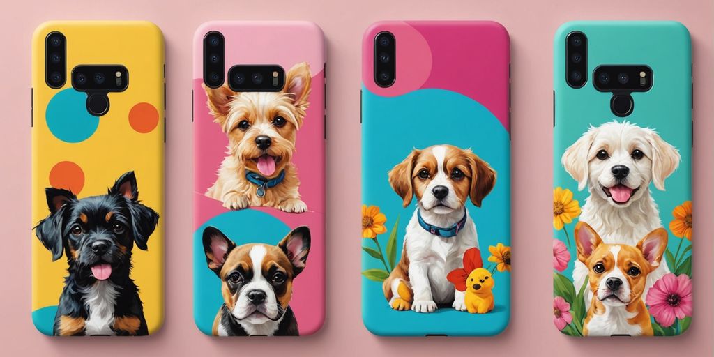 Various dog phone cases for pet lovers.