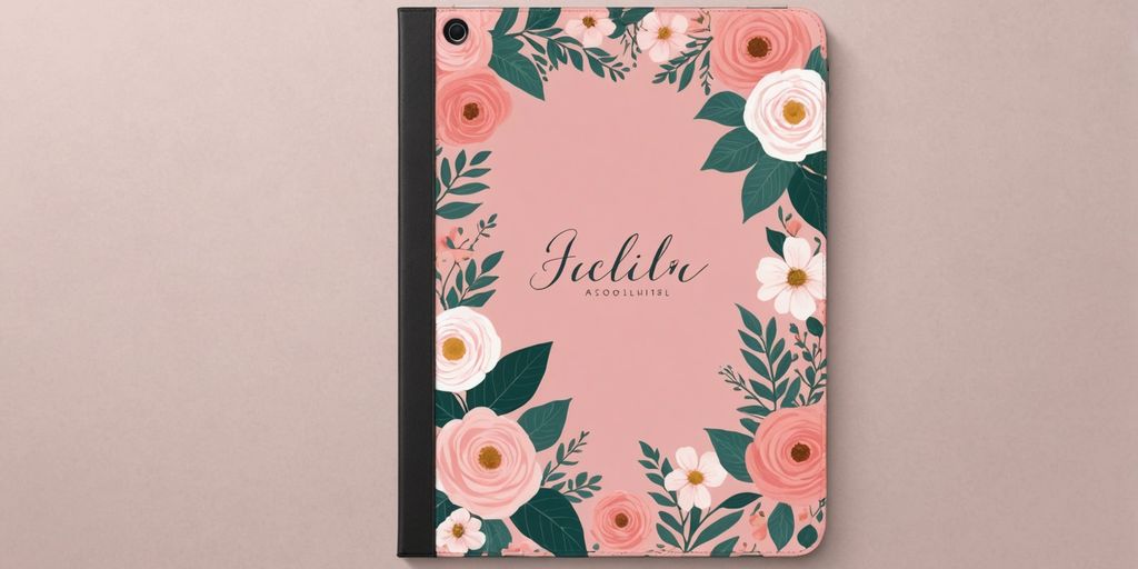 Personalised pink iPad case with floral pattern