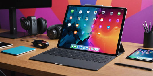 iPad Pro with tech gadgets on a desk