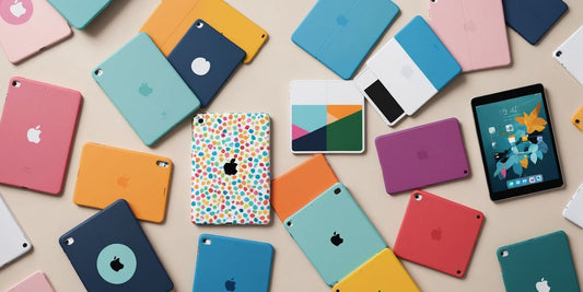 Various custom iPad Mini 4 cases in a circle.