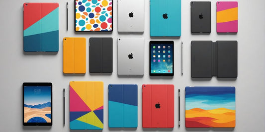 Assorted custom iPad cases in different designs and colours.