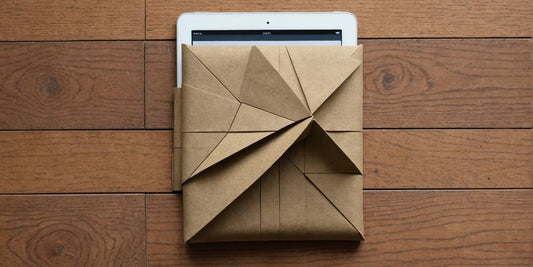 iPad Mini sleeve on a wooden desk.