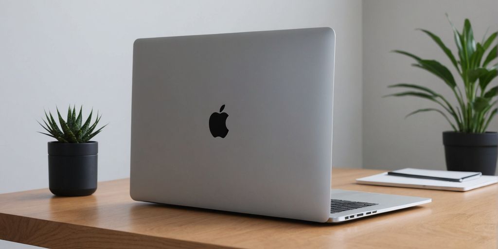 Minimalist MacBook case on a desk