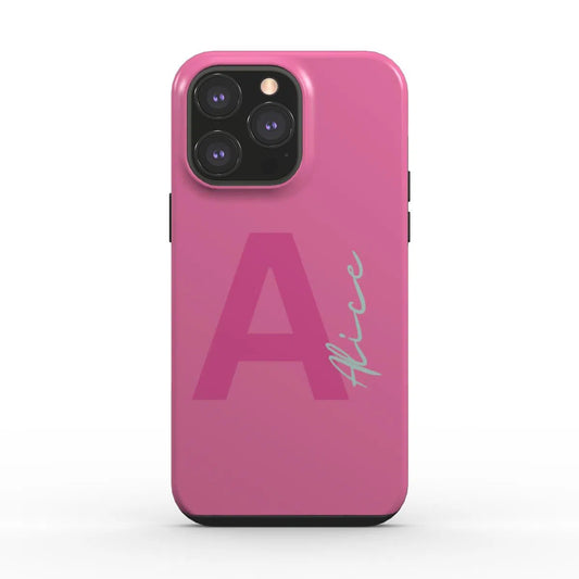 Inicial personalizada con nombre Funda para teléfono resistente | Rosa