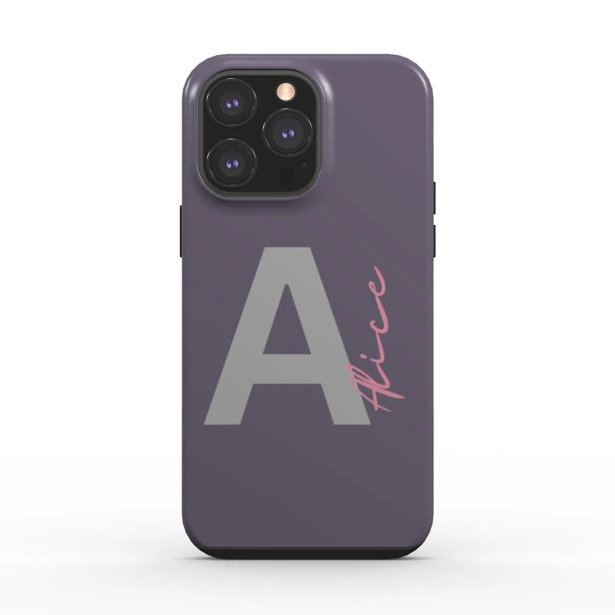 Coque rigide pour téléphone avec initiale personnalisée et nom | Violet