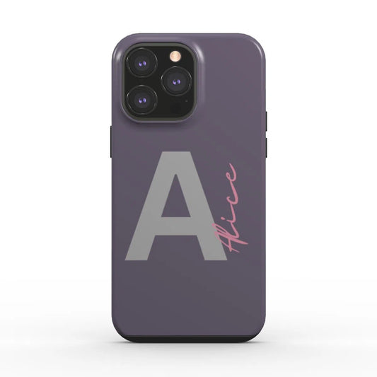 Inicial personalizada con nombre Funda para teléfono resistente | Púrpura