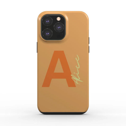 Personalised Initial with Name Tough Phone Case | Tangerine