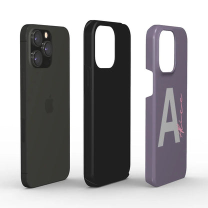 Coque rigide pour téléphone avec initiale personnalisée et nom | Violet