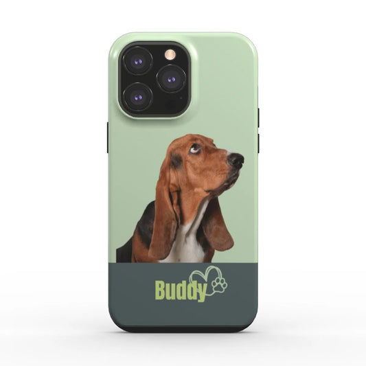 Retrato de mascota personalizado | Funda de teléfono resistente | Verde