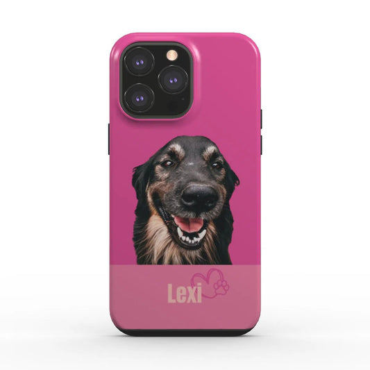 Retrato de mascota personalizado | Funda de teléfono resistente | Rosa