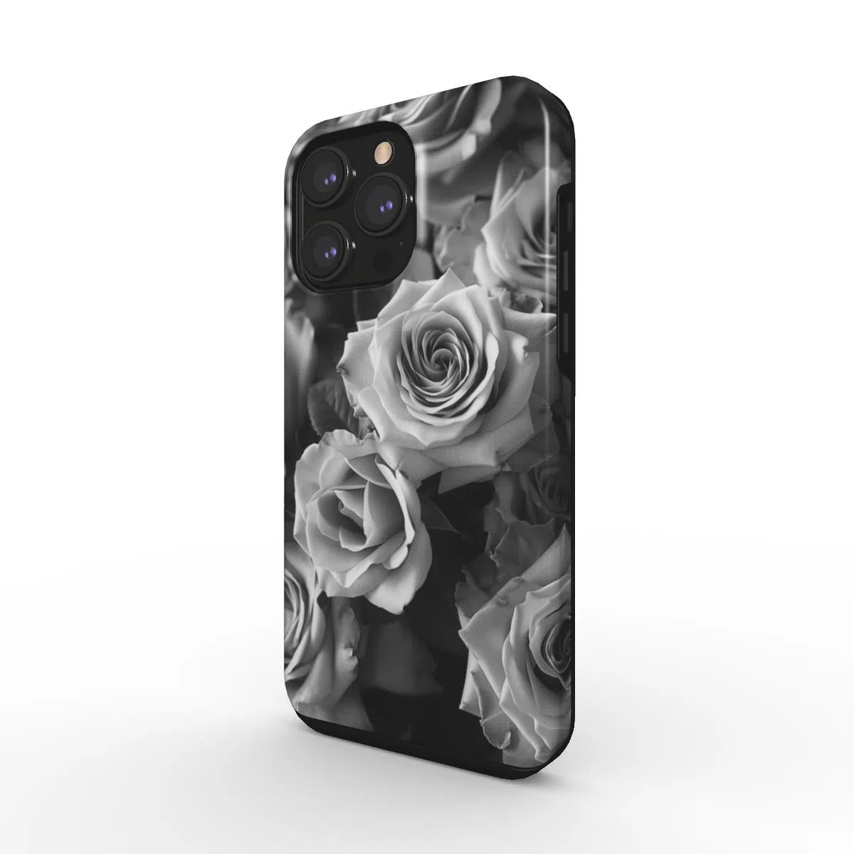 Elegancia monocromática: la rosa eterna | Funda de teléfono resistente