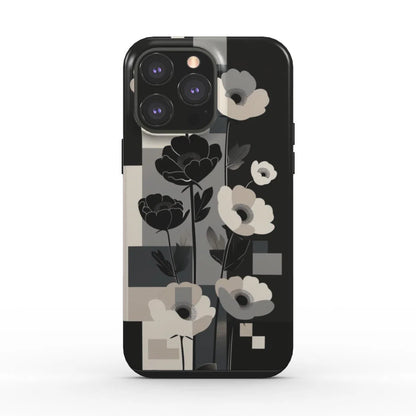 Noir moderno: el arte floral abstracto | Funda de teléfono resistente