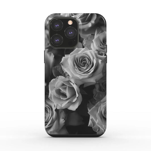 Elegancia monocromática: la rosa eterna | Funda de teléfono resistente