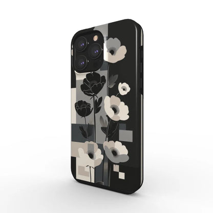 Modern Noir: The Abstract Floral Art Phone Case