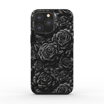 Noir Blossom Elegance - Personalised Phone Case with Floral Sophistication