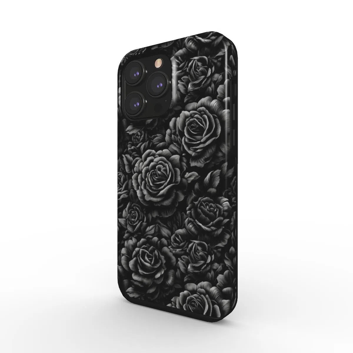 Noir Blossom Elegance - Personalised Phone Case with Floral Sophistication