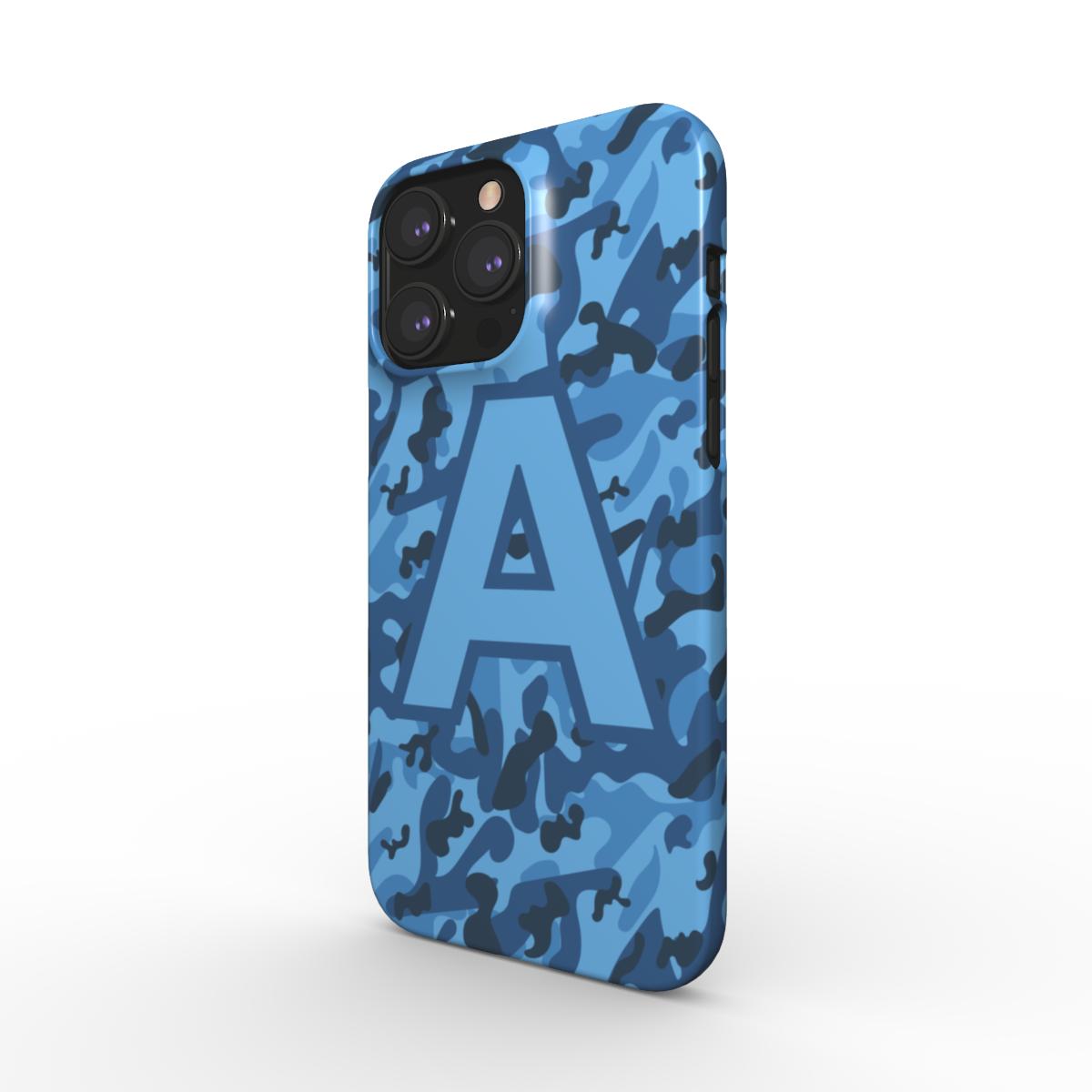 Blauwe camouflage gepersonaliseerde snap-telefoonhoesje