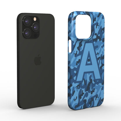 Blauwe camouflage gepersonaliseerde snap-telefoonhoesje