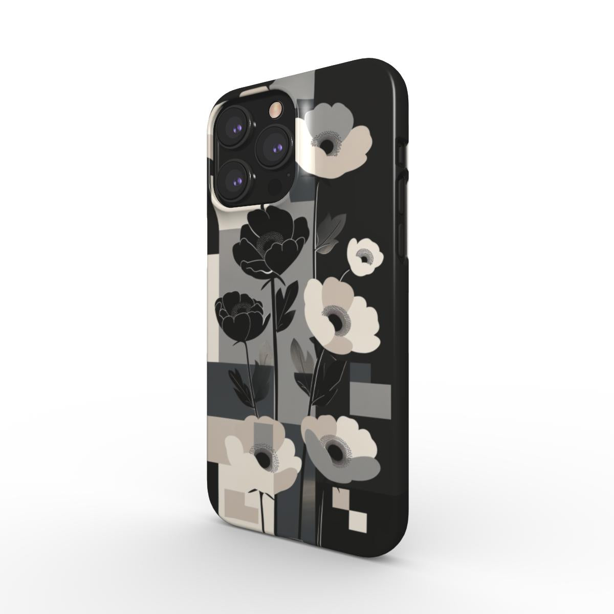 pic of Modern Noir Snap Phone Case | Abstract Floral Elegance