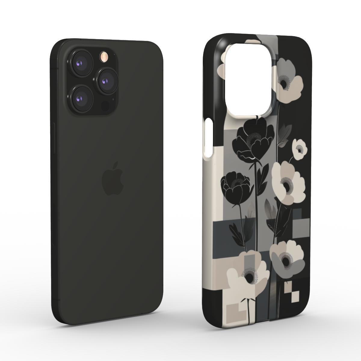 pic of Modern Noir Snap Phone Case | Abstract Floral Elegance