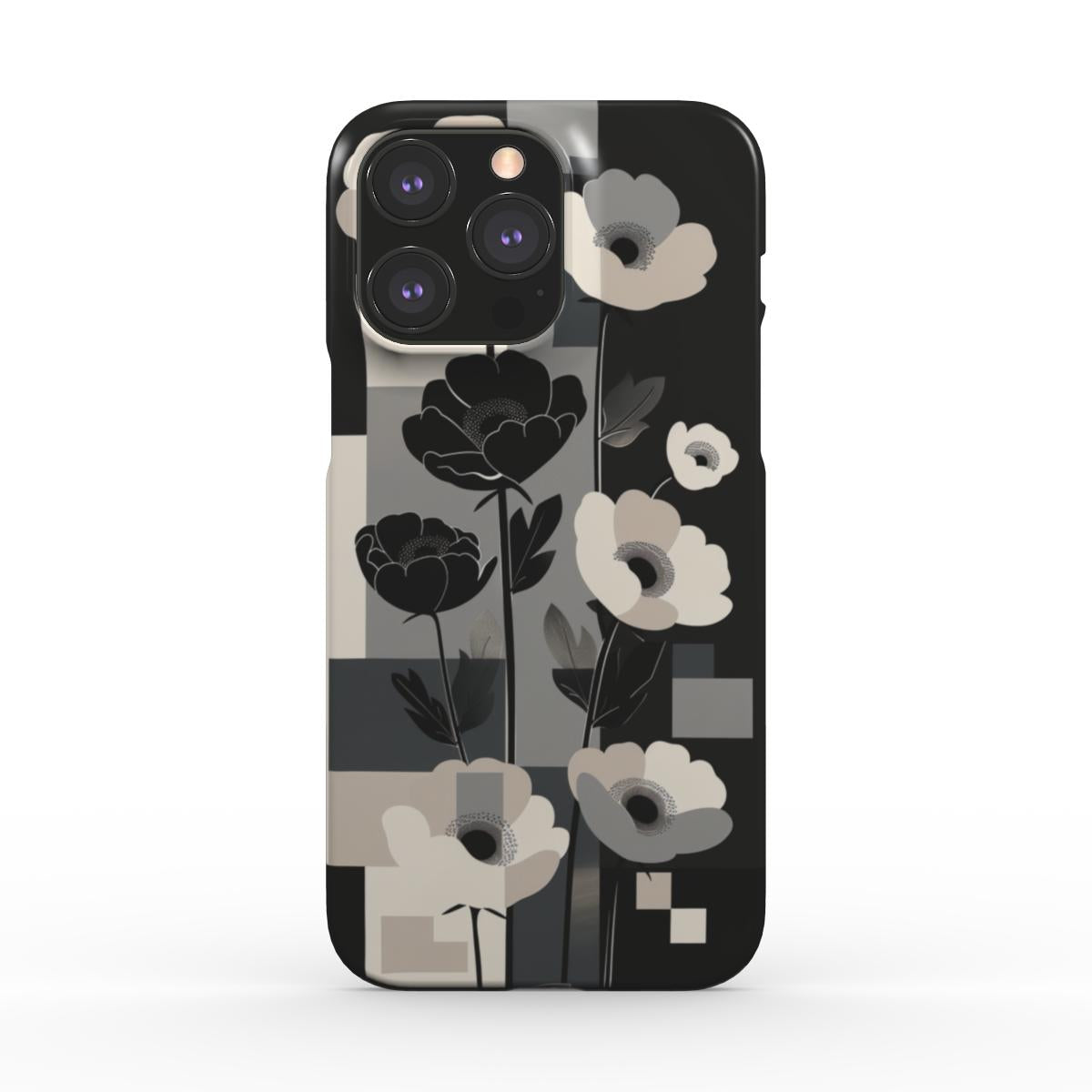 pic of Modern Noir Snap Phone Case | Abstract Floral Elegance