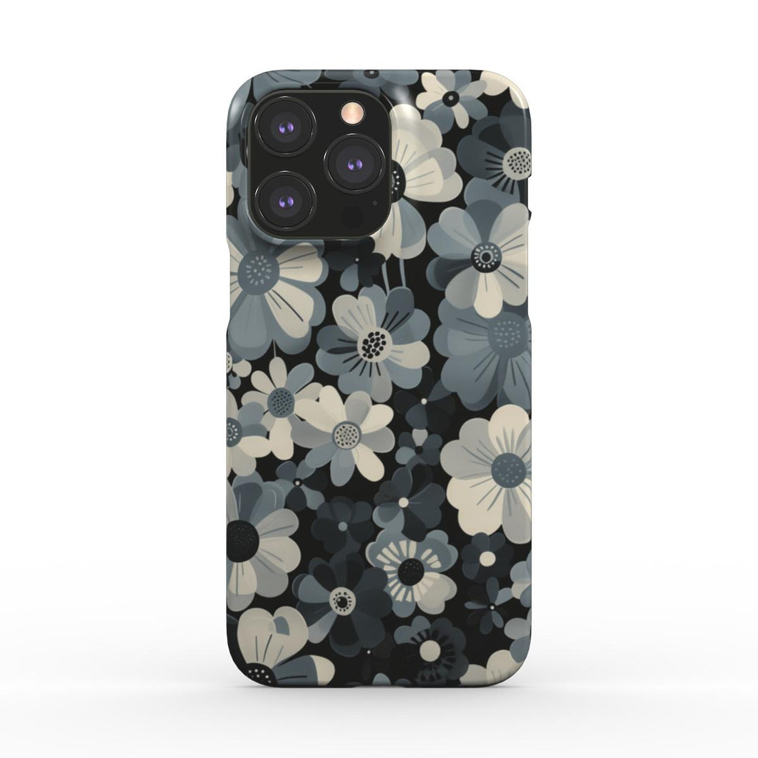 Monochrome Petals Snap Phone Case | Chic Floral Elegance