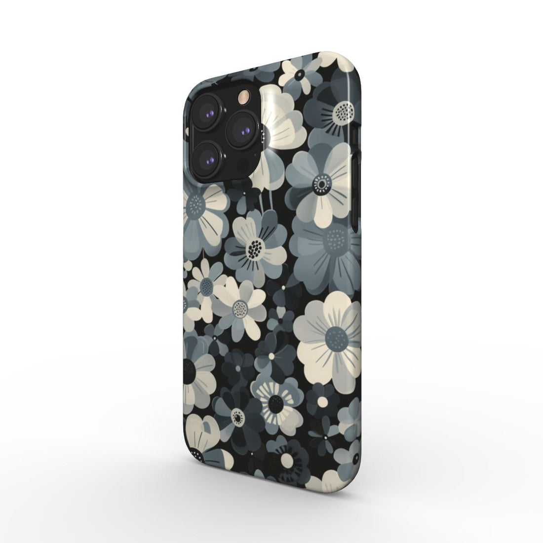 Monochrome Petals Snap Phone Case | Chic Floral Elegance