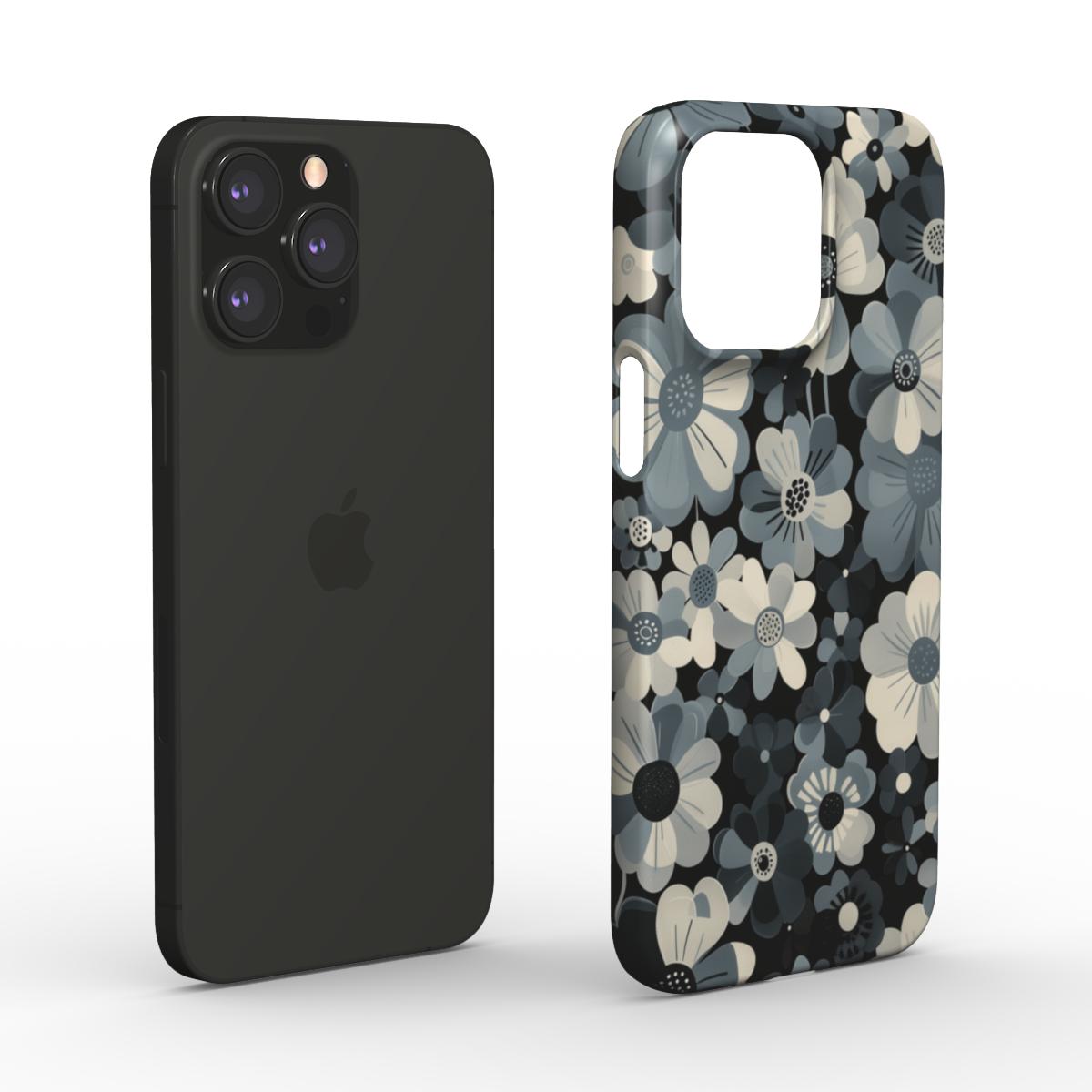  Monochrome Petals Snap Phone Case | Chic Floral Elegance