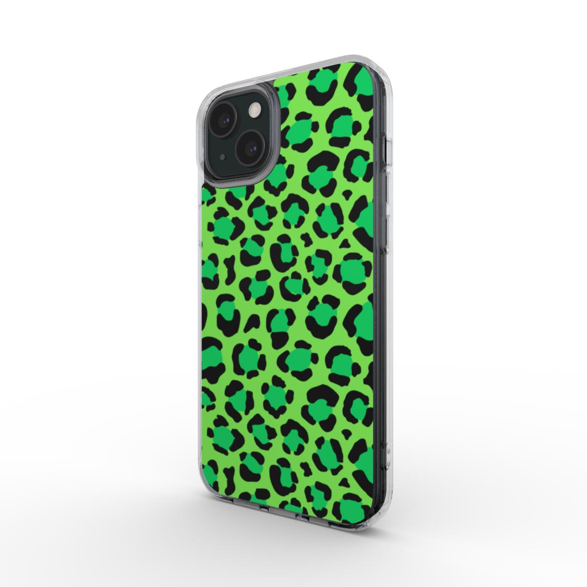 green leopard print phone case