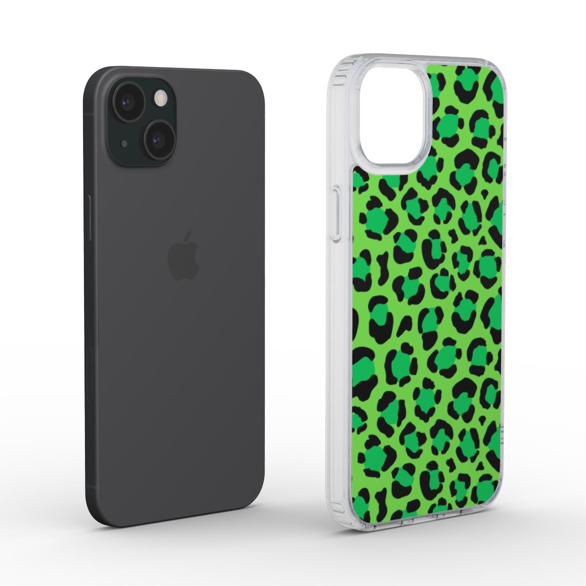 green leopard print phone case