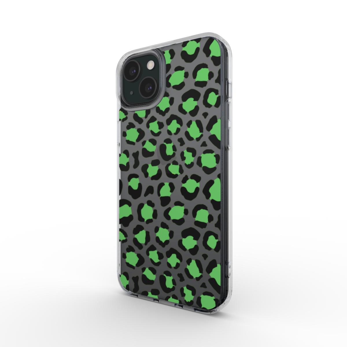 Green Leopard Print Phone Case | Clear Phone Case