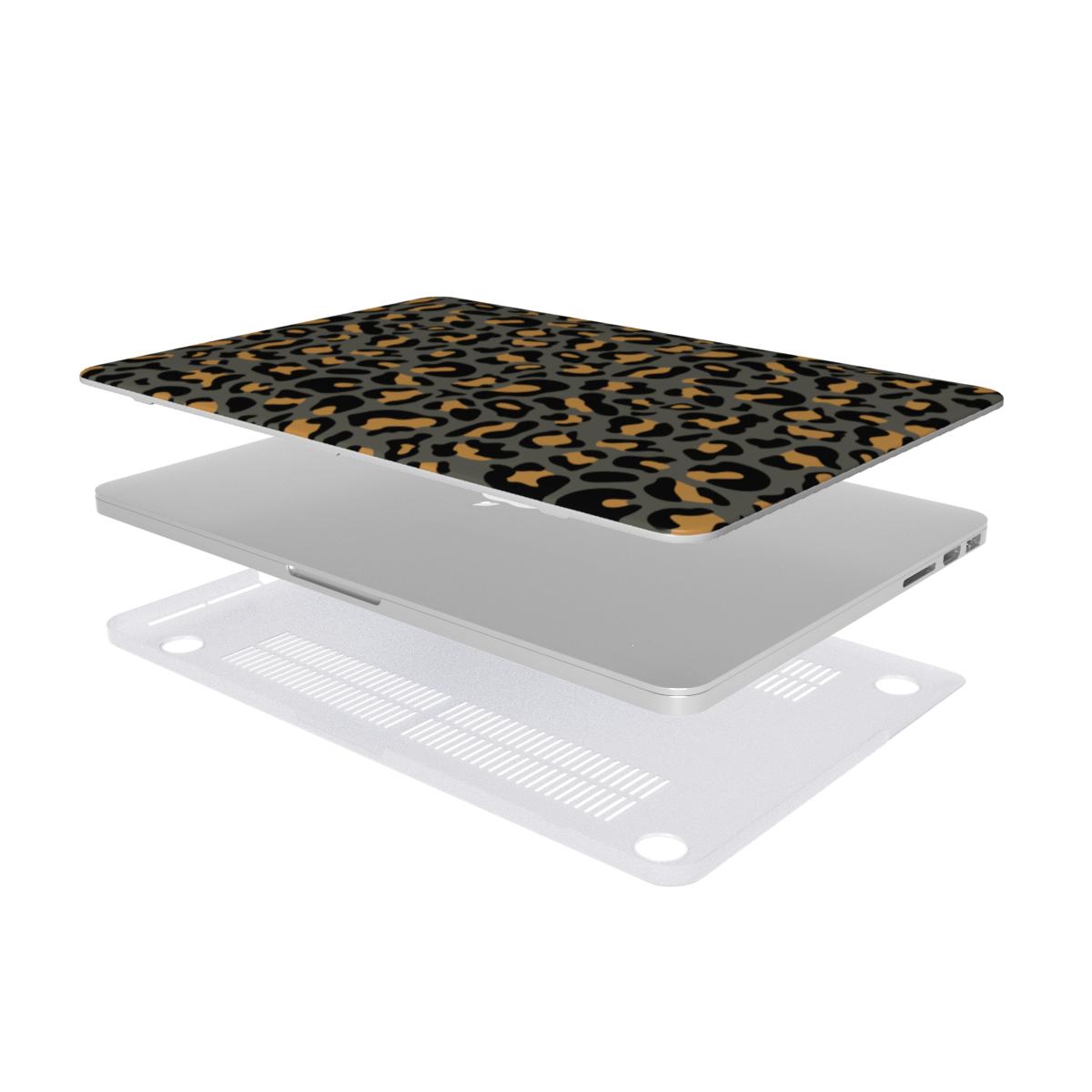 Grey and Tan Leopard Print MacBook Case